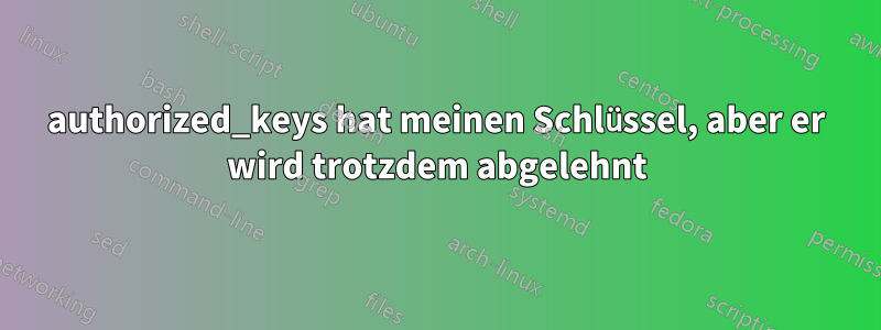 authorized_keys hat meinen Schlüssel, aber er wird trotzdem abgelehnt