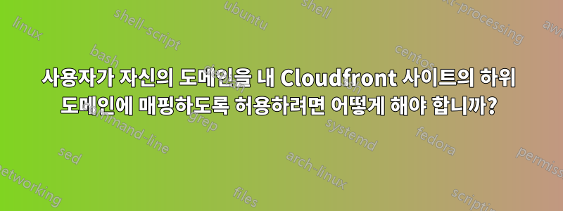 사용자가 자신의 도메인을 내 Cloudfront 사이트의 하위 도메인에 매핑하도록 허용하려면 어떻게 해야 합니까?