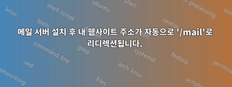 메일 서버 설치 후 내 웹사이트 주소가 자동으로 '/mail'로 리디렉션됩니다.