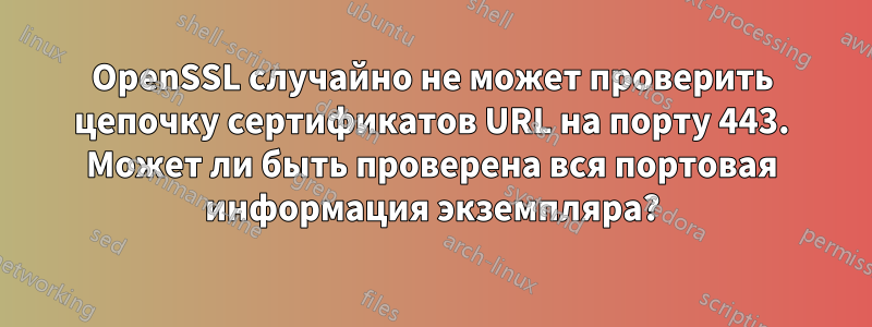 OpenSSL случайно не может проверить цепочку сертификатов URL на порту 443. Может ли быть проверена вся портовая информация экземпляра?