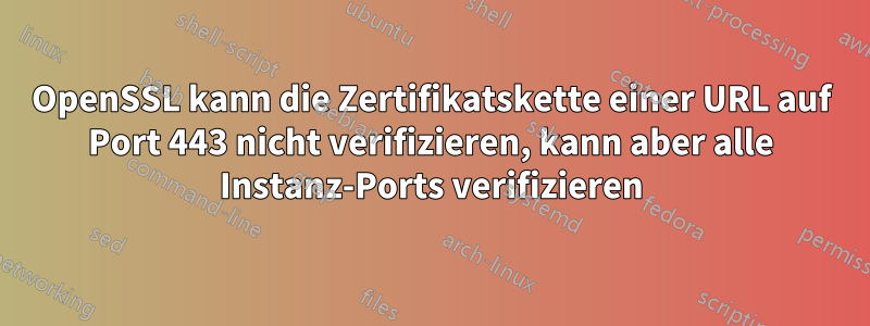 OpenSSL kann die Zertifikatskette einer URL auf Port 443 nicht verifizieren, kann aber alle Instanz-Ports verifizieren