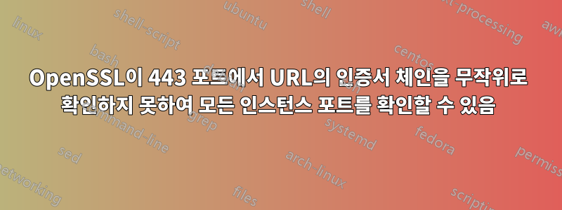 OpenSSL이 443 포트에서 URL의 인증서 체인을 무작위로 확인하지 못하여 모든 인스턴스 포트를 확인할 수 있음