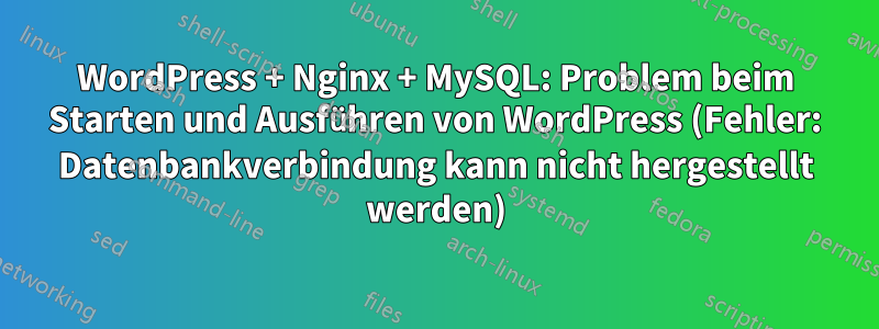 WordPress + Nginx + MySQL: Problem beim Starten und Ausführen von WordPress (Fehler: Datenbankverbindung kann nicht hergestellt werden)