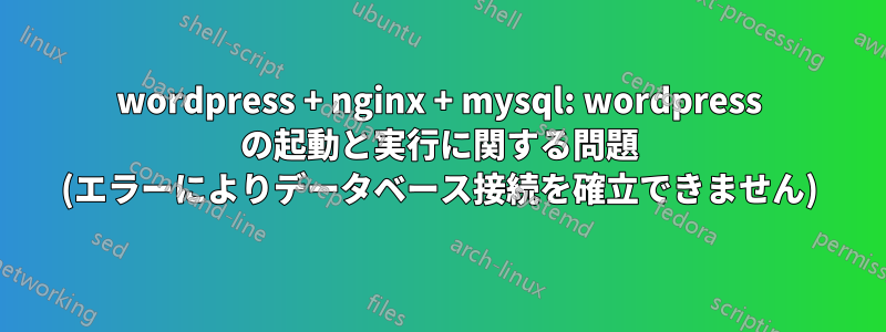 wordpress + nginx + mysql: wordpress の起動と実行に関する問題 (エラーによりデータベース接続を確立できません)