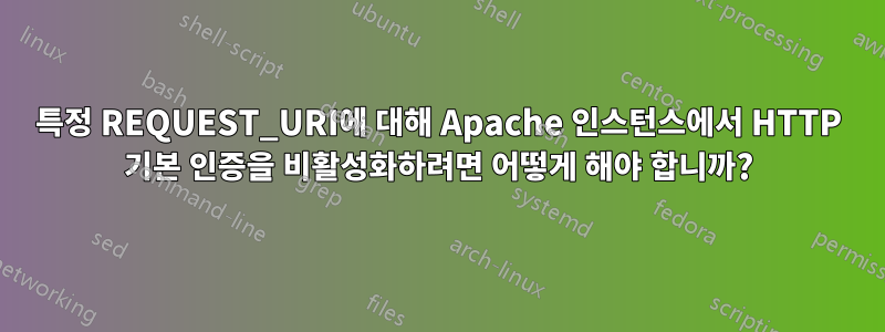 특정 REQUEST_URI에 대해 Apache 인스턴스에서 HTTP 기본 인증을 비활성화하려면 어떻게 해야 합니까?