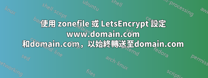 使用 zonefile 或 LetsEncrypt 設定 www.domain.com 和domain.com，以始終轉送至domain.com