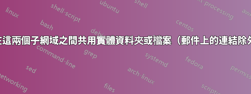 如何在這兩個子網域之間共用實體資料夾或檔案（郵件上的連結除外）？