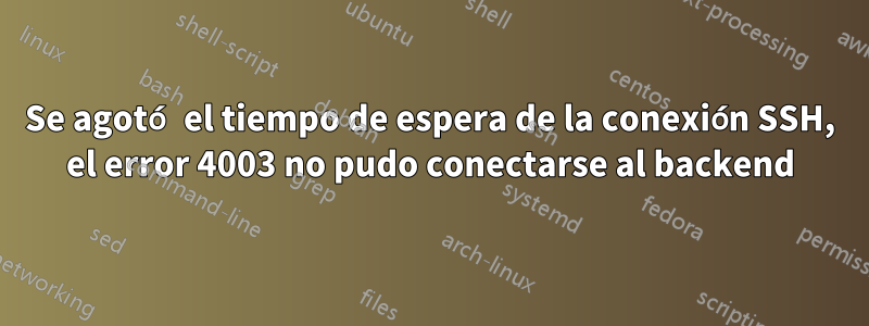 Se agotó el tiempo de espera de la conexión SSH, el error 4003 no pudo conectarse al backend