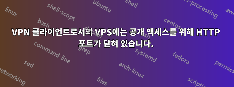 VPN 클라이언트로서의 VPS에는 공개 액세스를 위해 HTTP 포트가 닫혀 있습니다.