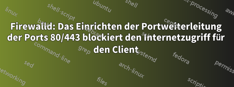 Firewalld: Das Einrichten der Portweiterleitung der Ports 80/443 blockiert den Internetzugriff für den Client