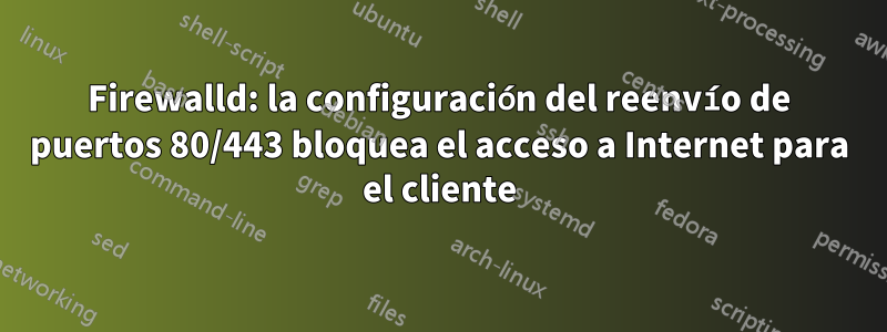 Firewalld: la configuración del reenvío de puertos 80/443 bloquea el acceso a Internet para el cliente