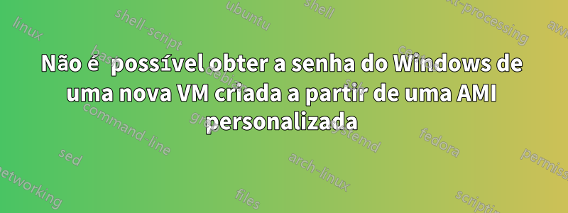 Não é possível obter a senha do Windows de uma nova VM criada a partir de uma AMI personalizada