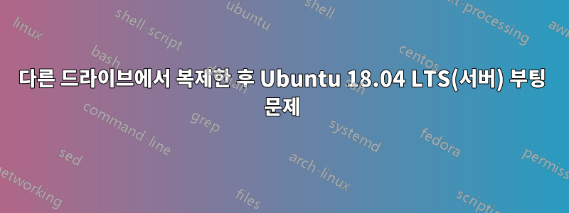 다른 드라이브에서 복제한 후 Ubuntu 18.04 LTS(서버) 부팅 문제