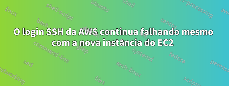 O login SSH da AWS continua falhando mesmo com a nova instância do EC2 