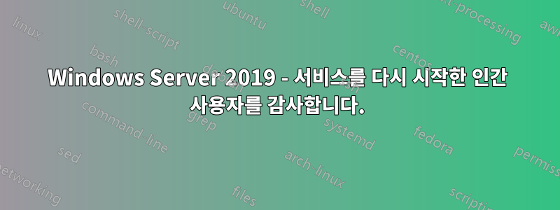 Windows Server 2019 - 서비스를 다시 시작한 인간 사용자를 감사합니다.