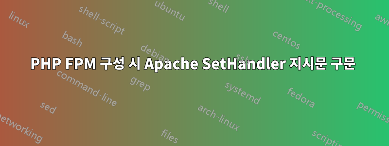 PHP FPM 구성 시 Apache SetHandler 지시문 구문