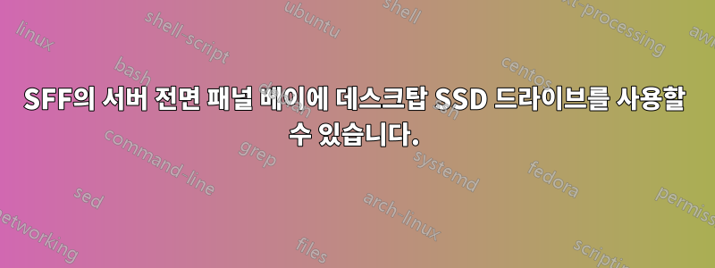 SFF의 서버 전면 패널 베이에 데스크탑 SSD 드라이브를 사용할 수 있습니다.