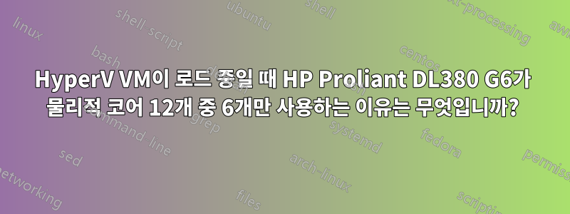 HyperV VM이 로드 중일 때 HP Proliant DL380 G6가 물리적 코어 12개 중 6개만 사용하는 이유는 무엇입니까?