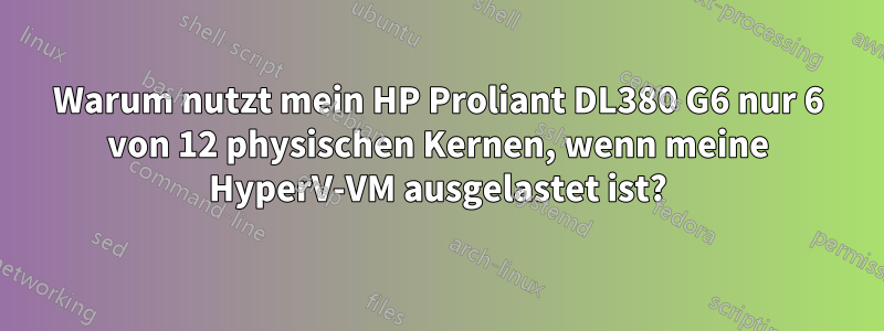 Warum nutzt mein HP Proliant DL380 G6 nur 6 von 12 physischen Kernen, wenn meine HyperV-VM ausgelastet ist?