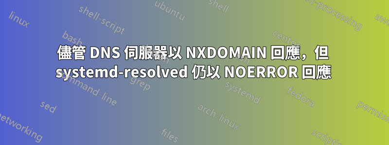 儘管 DNS 伺服器以 NXDOMAIN 回應，但 systemd-resolved 仍以 NOERROR 回應