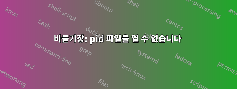 비둘기장: pid 파일을 열 수 없습니다