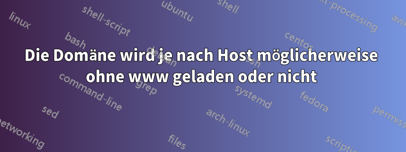 Die Domäne wird je nach Host möglicherweise ohne www geladen oder nicht