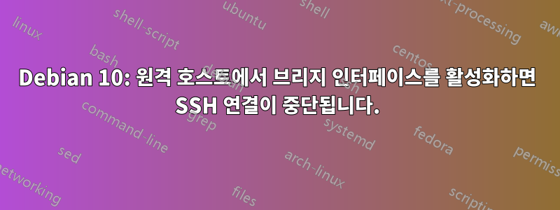 Debian 10: 원격 호스트에서 브리지 인터페이스를 활성화하면 SSH 연결이 중단됩니다.