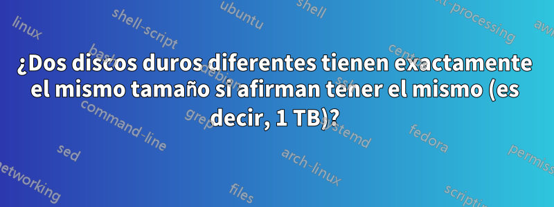 ¿Dos discos duros diferentes tienen exactamente el mismo tamaño si afirman tener el mismo (es decir, 1 TB)?