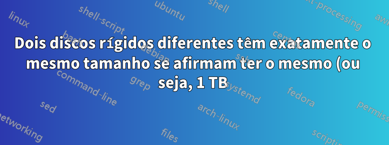 Dois discos rígidos diferentes têm exatamente o mesmo tamanho se afirmam ter o mesmo (ou seja, 1 TB)?