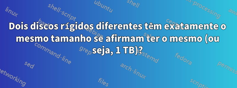 Dois discos rígidos diferentes têm exatamente o mesmo tamanho se afirmam ter o mesmo (ou seja, 1 TB)?