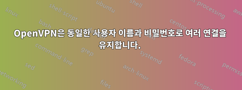 OpenVPN은 동일한 사용자 이름과 비밀번호로 여러 연결을 유지합니다.