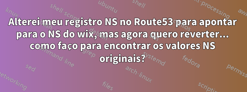 Alterei meu registro NS no Route53 para apontar para o NS do wix, mas agora quero reverter... como faço para encontrar os valores NS originais?