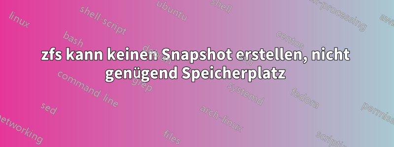 zfs kann keinen Snapshot erstellen, nicht genügend Speicherplatz