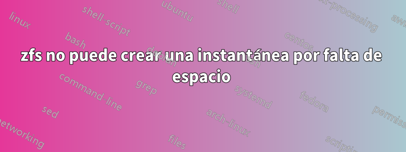 zfs no puede crear una instantánea por falta de espacio