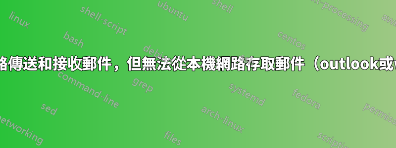 可從外部網路傳送和接收郵件，但無法從本機網路存取郵件（outlook或webamil）