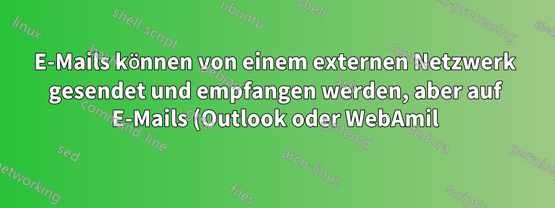 E-Mails können von einem externen Netzwerk gesendet und empfangen werden, aber auf E-Mails (Outlook oder WebAmil) kann vom lokalen Netzwerk aus nicht zugegriffen werden.