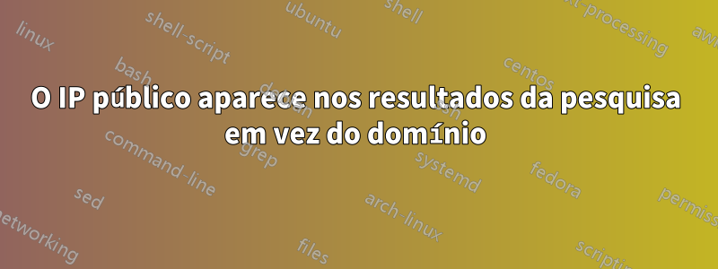 O IP público aparece nos resultados da pesquisa em vez do domínio