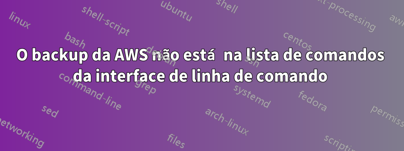 O backup da AWS não está na lista de comandos da interface de linha de comando