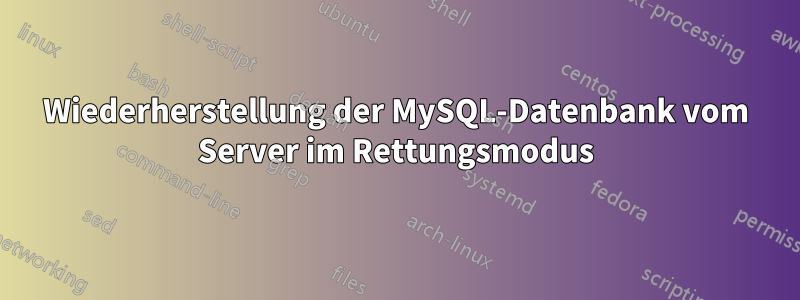 Wiederherstellung der MySQL-Datenbank vom Server im Rettungsmodus