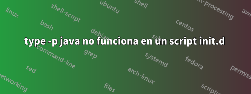 type -p java no funciona en un script init.d