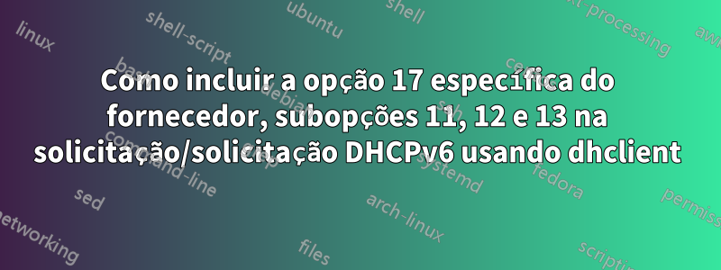 Como incluir a opção 17 específica do fornecedor, subopções 11, 12 e 13 na solicitação/solicitação DHCPv6 usando dhclient