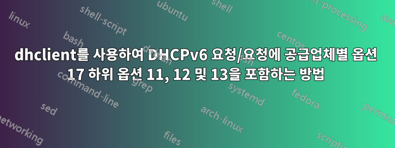 dhclient를 사용하여 DHCPv6 요청/요청에 공급업체별 옵션 17 하위 옵션 11, 12 및 13을 포함하는 방법