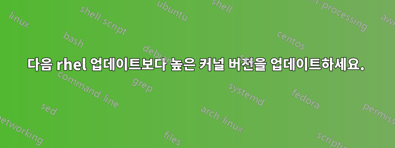 다음 rhel 업데이트보다 높은 커널 버전을 업데이트하세요.