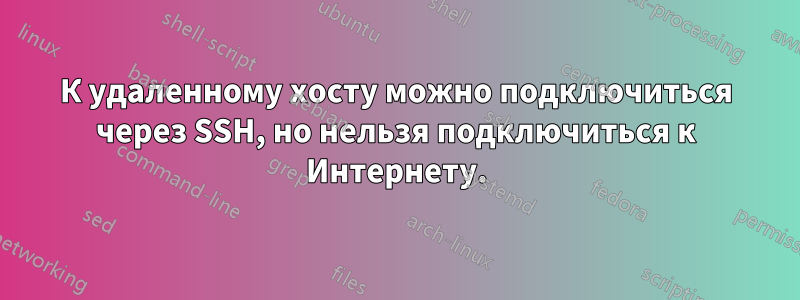 К удаленному хосту можно подключиться через SSH, но нельзя подключиться к Интернету.