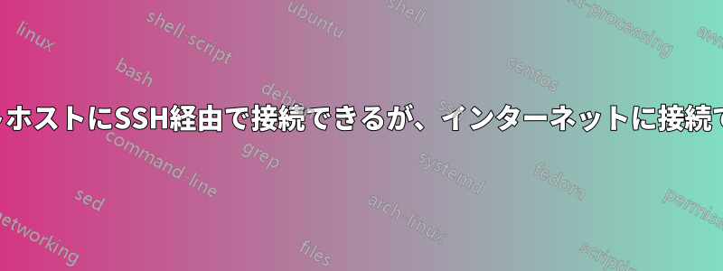 リモートホストにSSH経由で接続できるが、インターネットに接続できない