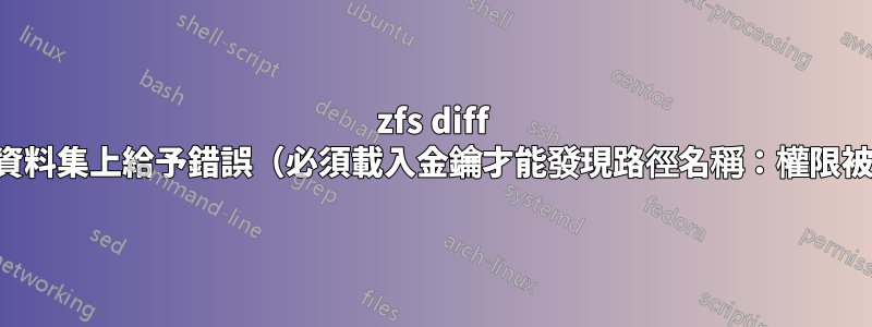 zfs diff 在加密資料集上給予錯誤（必須載入金鑰才能發現路徑名稱：權限被拒絕）