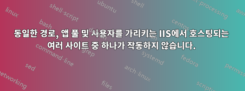 동일한 경로, 앱 풀 및 사용자를 가리키는 IIS에서 호스팅되는 여러 사이트 중 하나가 작동하지 않습니다.