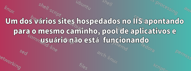 Um dos vários sites hospedados no IIS apontando para o mesmo caminho, pool de aplicativos e usuário não está funcionando