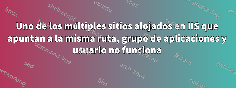 Uno de los múltiples sitios alojados en IIS que apuntan a la misma ruta, grupo de aplicaciones y usuario no funciona