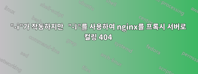 "-i"가 작동하지만 "-I"를 사용하여 nginx를 프록시 서버로 컬링 404